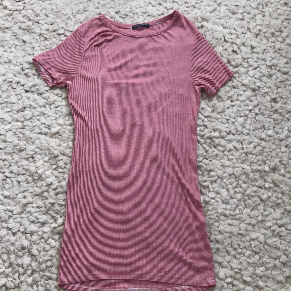 Brandy Melville Red & White Striped T-Shirt Dress
